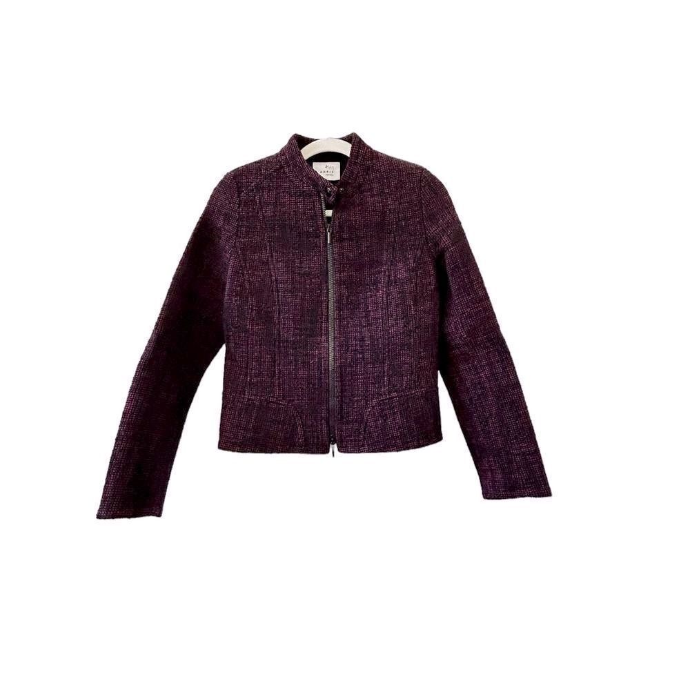Akris Punto Wool Blend Tweed Blazer Jacket Women’s Purple Size 4